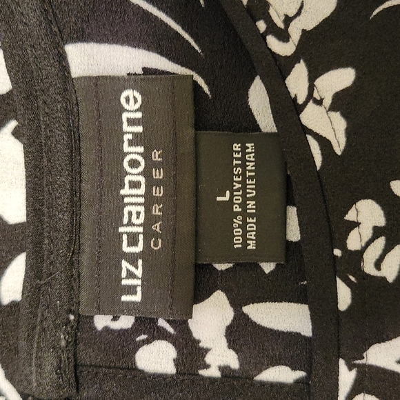 Liz Claiborne Career Black & White Faux Wrap Top in size Large - Picture 7 of 8